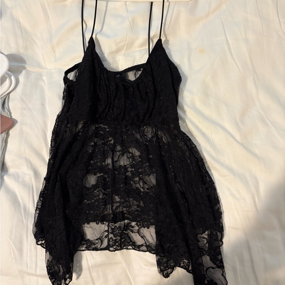 Black Lace Spaghetti Strap Top